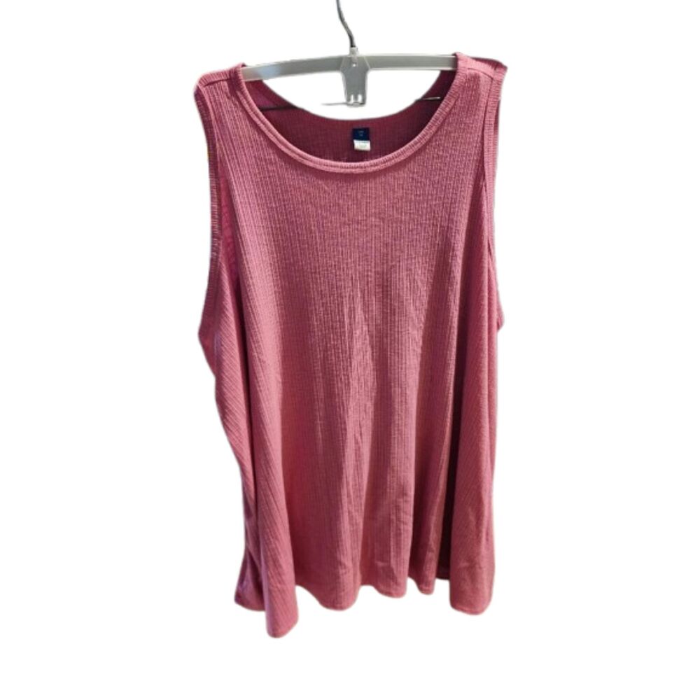 T5 Old Navy Women's Pink Ribbed Knit Tank Top Scoop Neck Wide Strap Size 3X